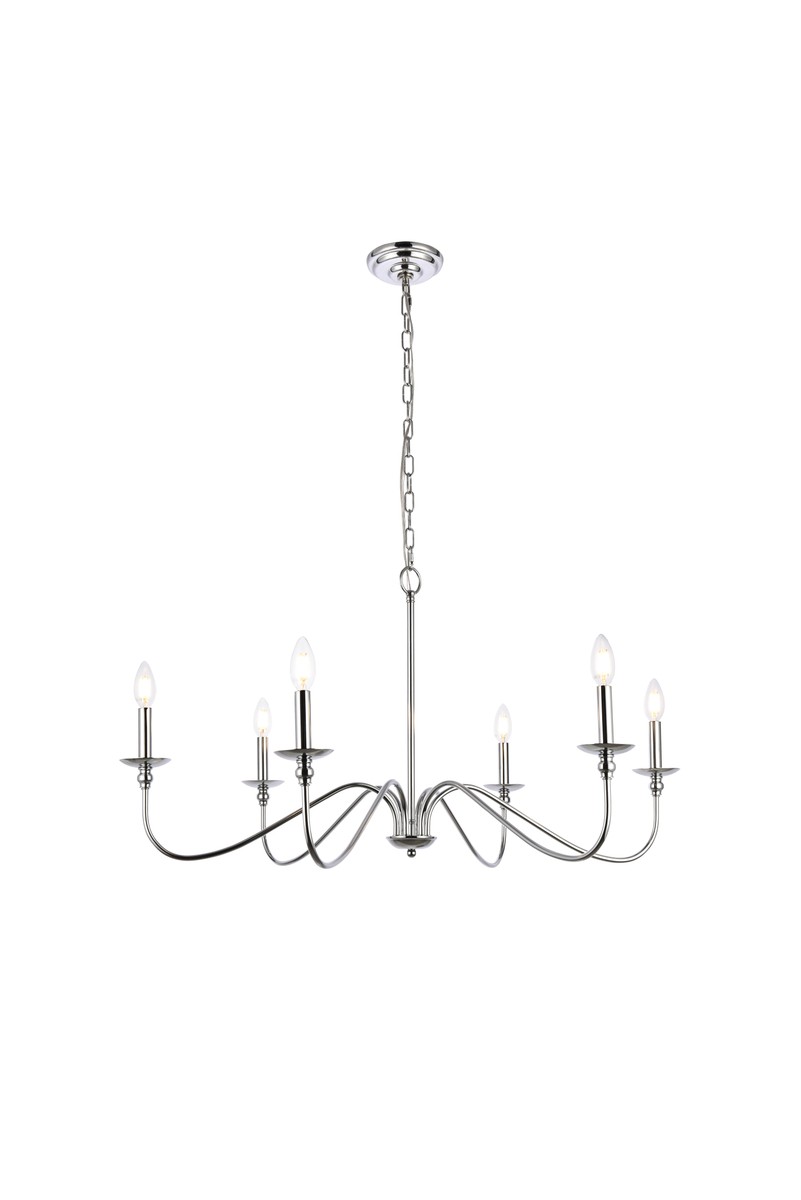 Polished Nickel Six Lights Chandelier from the Rohan Collection