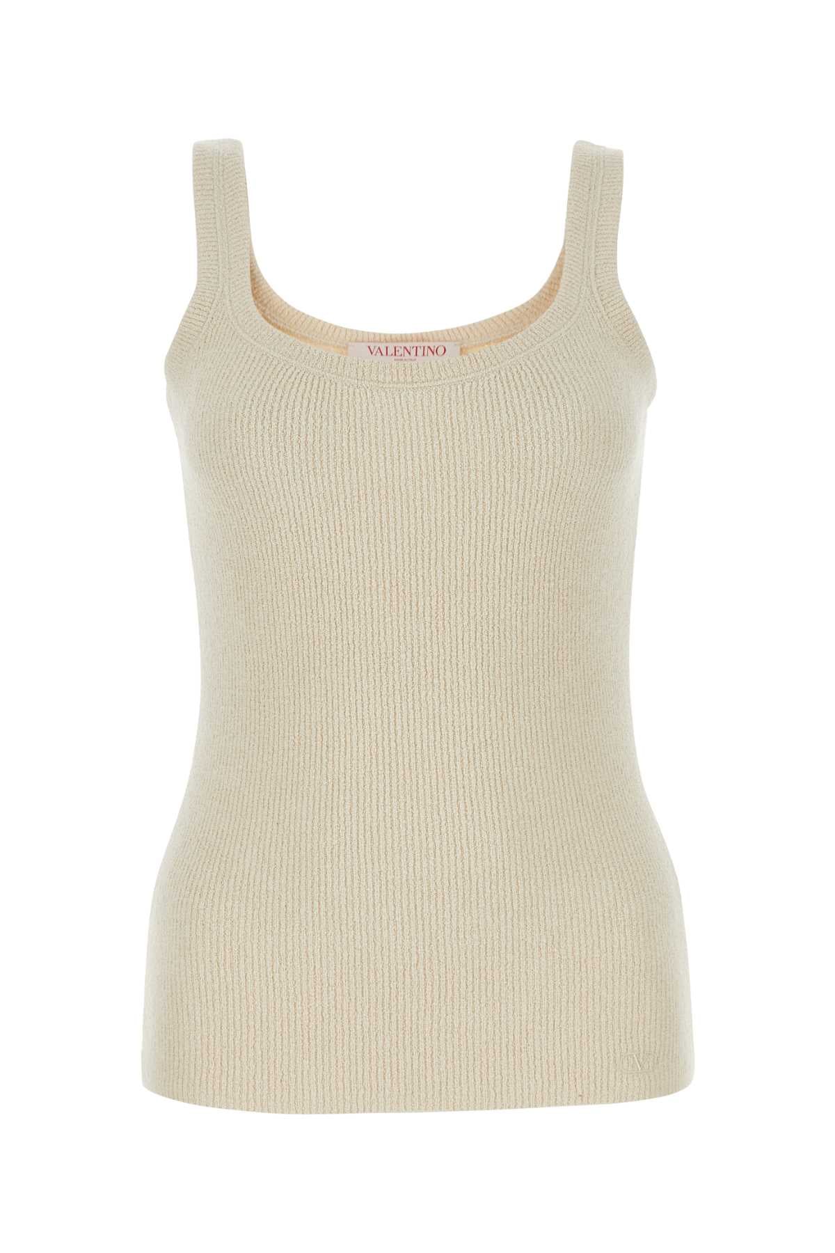 Silk Ribbed Tank Top — Beige