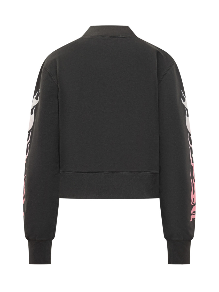 Black Graphic Mock Collar Sweater