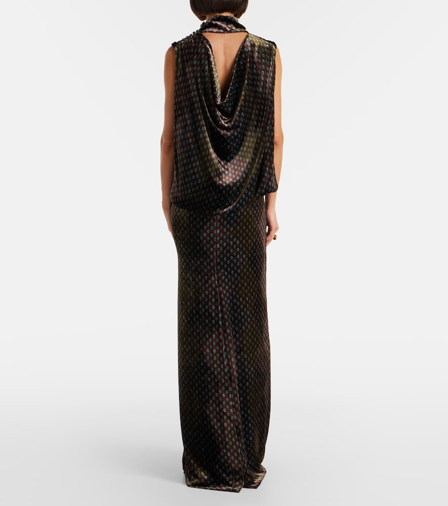 Printed satin maxi dress