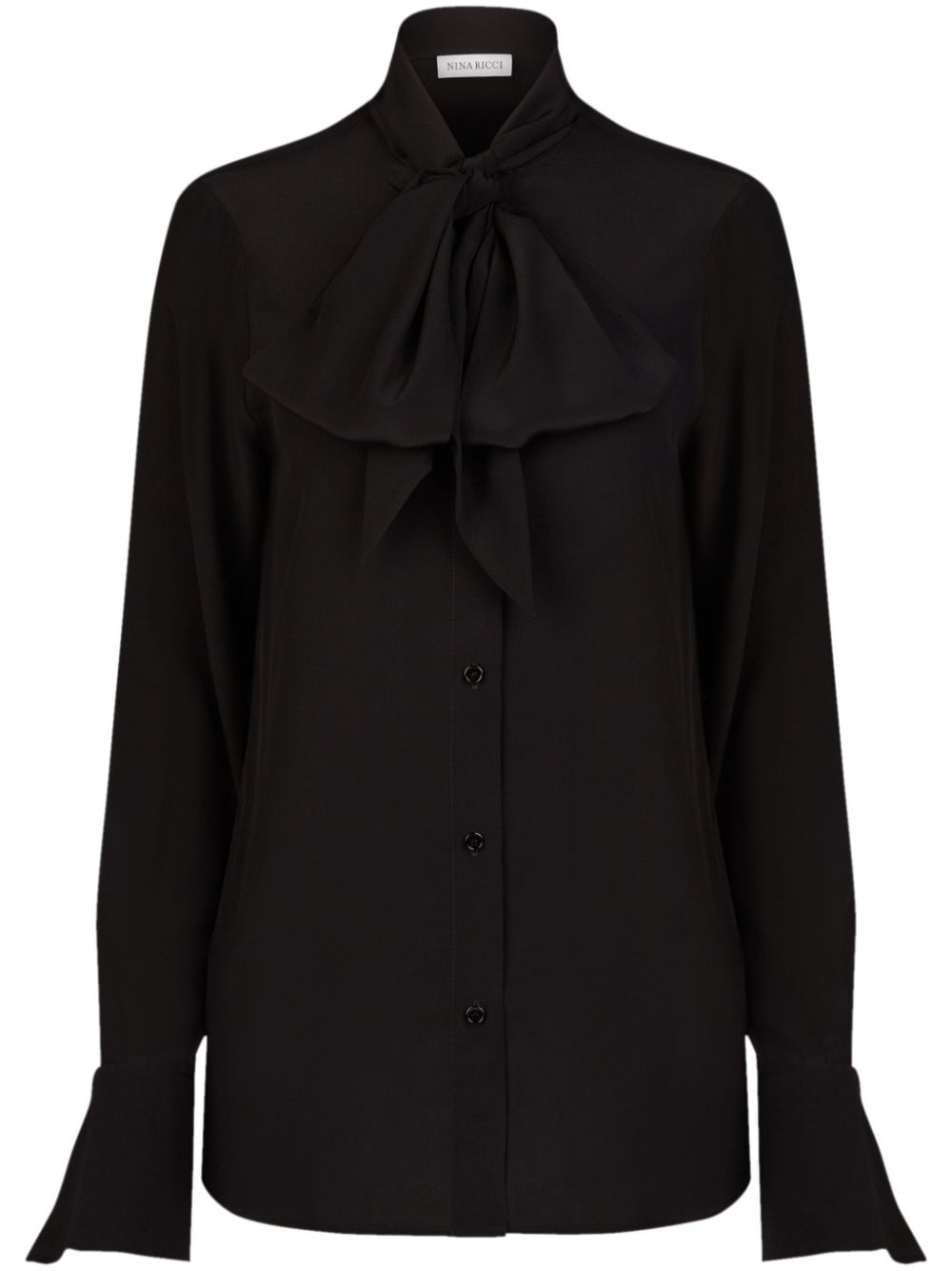 Pussy-bow silk shirt - Black