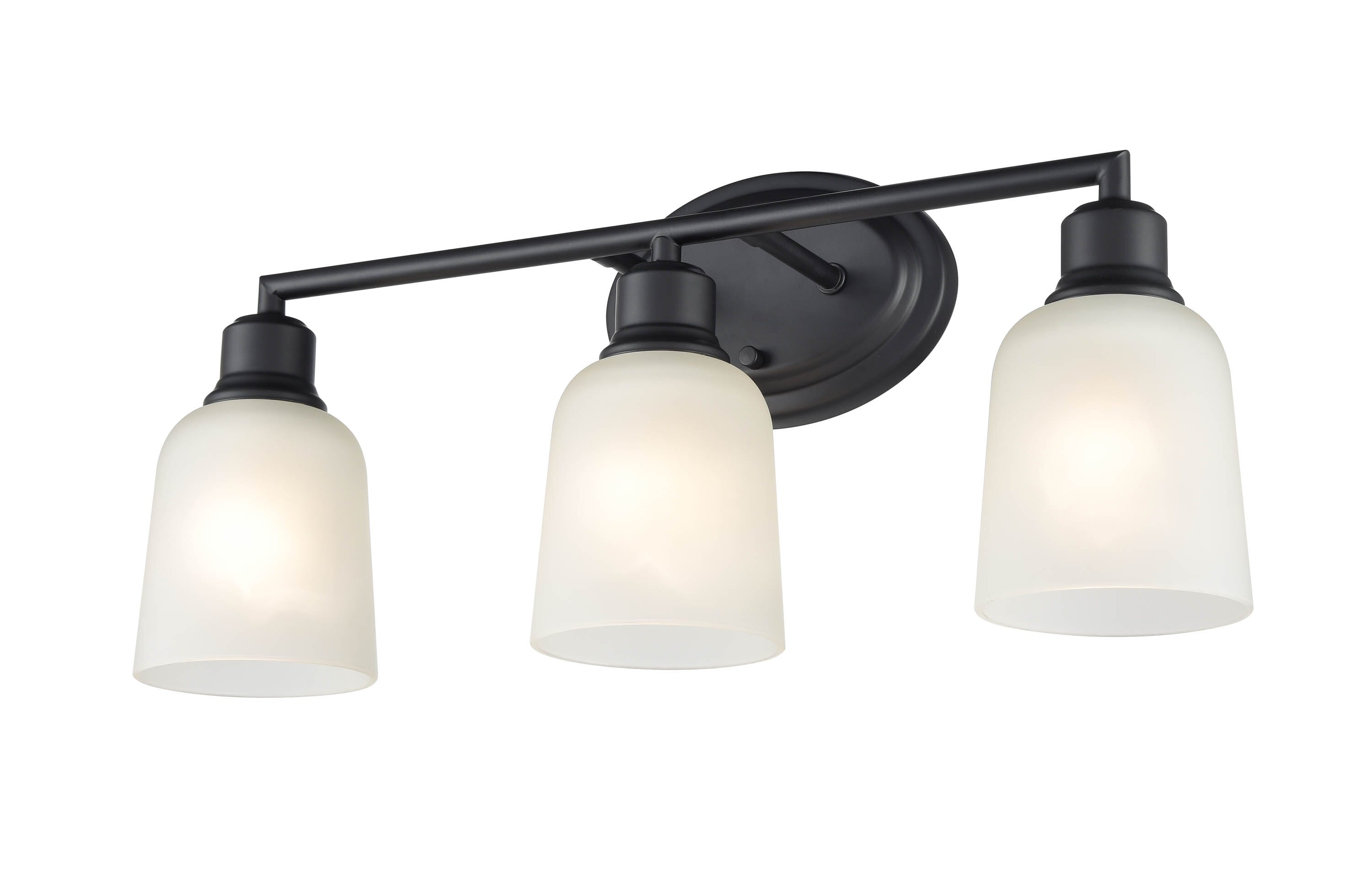 Matte Black Three Light Vanity from the Amberle Collection
