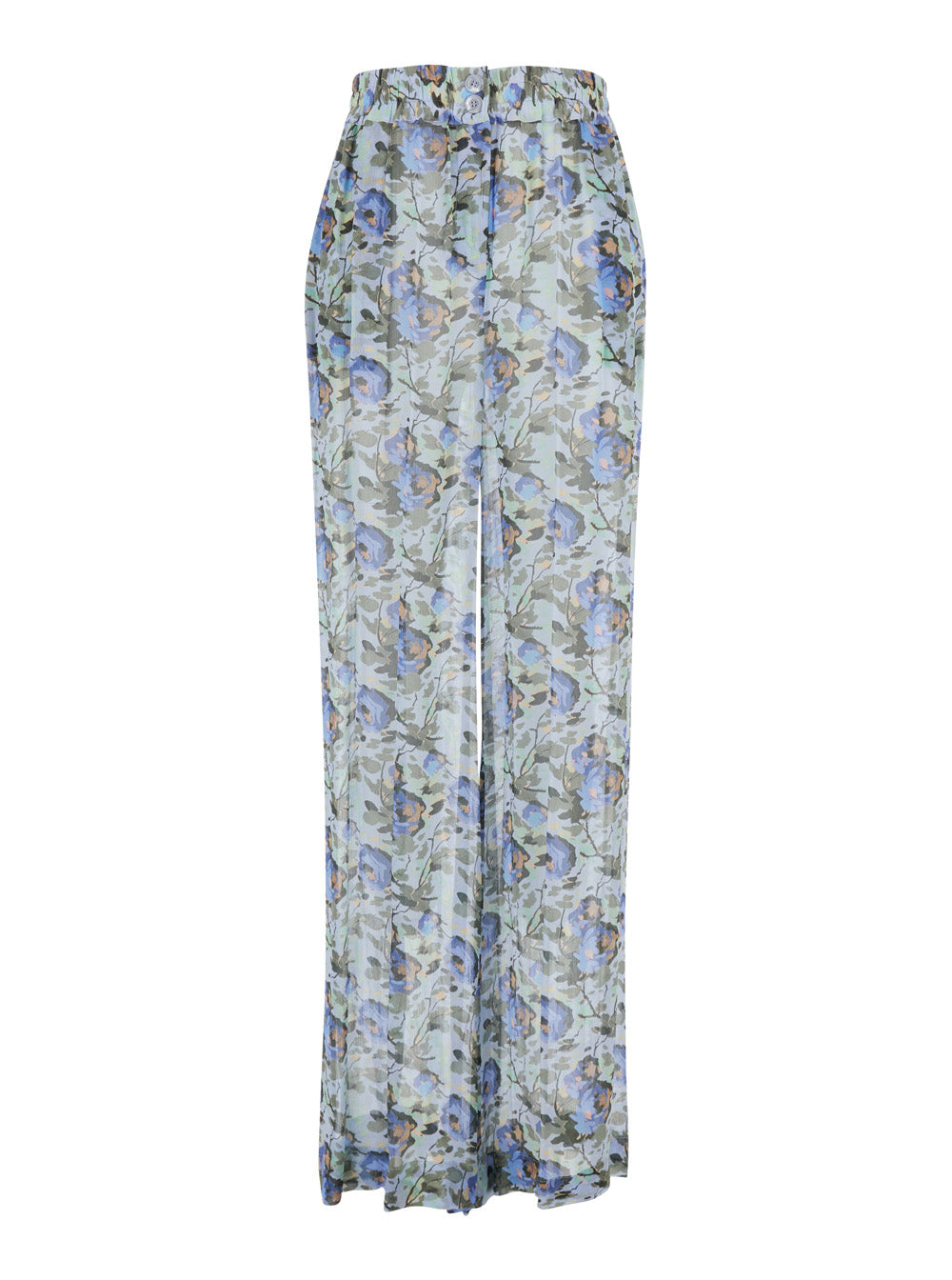 Floral-Print Viscose Trousers — Blue