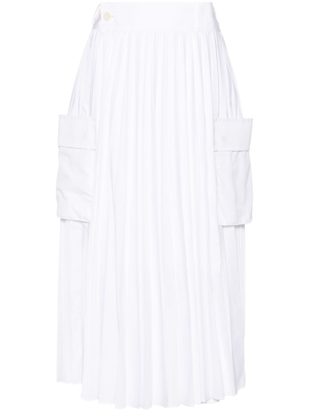 Pleated midi skirt - White