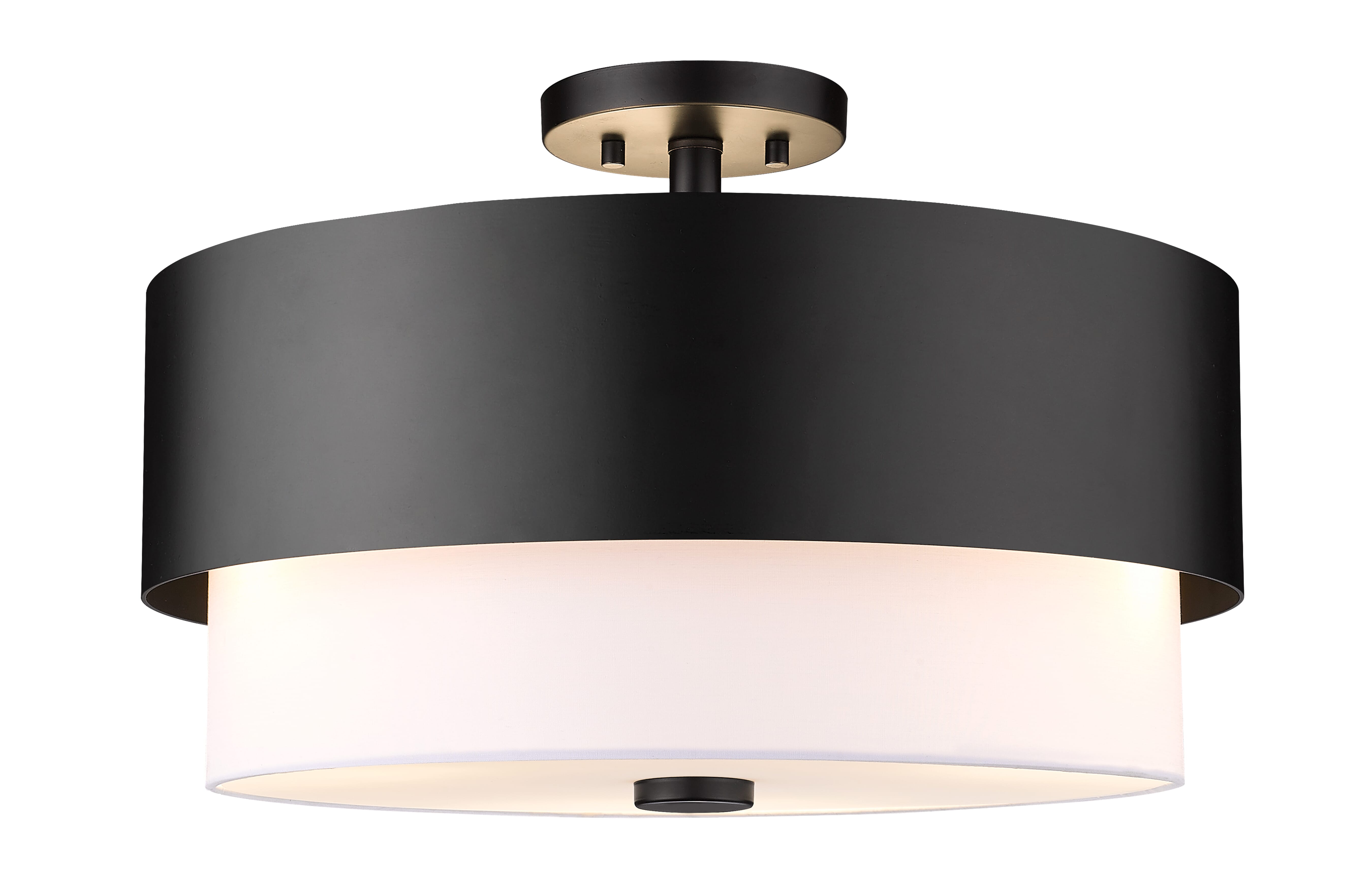 Matte Black Three Light Semi Flush Mount from the Counterpoint Collection
