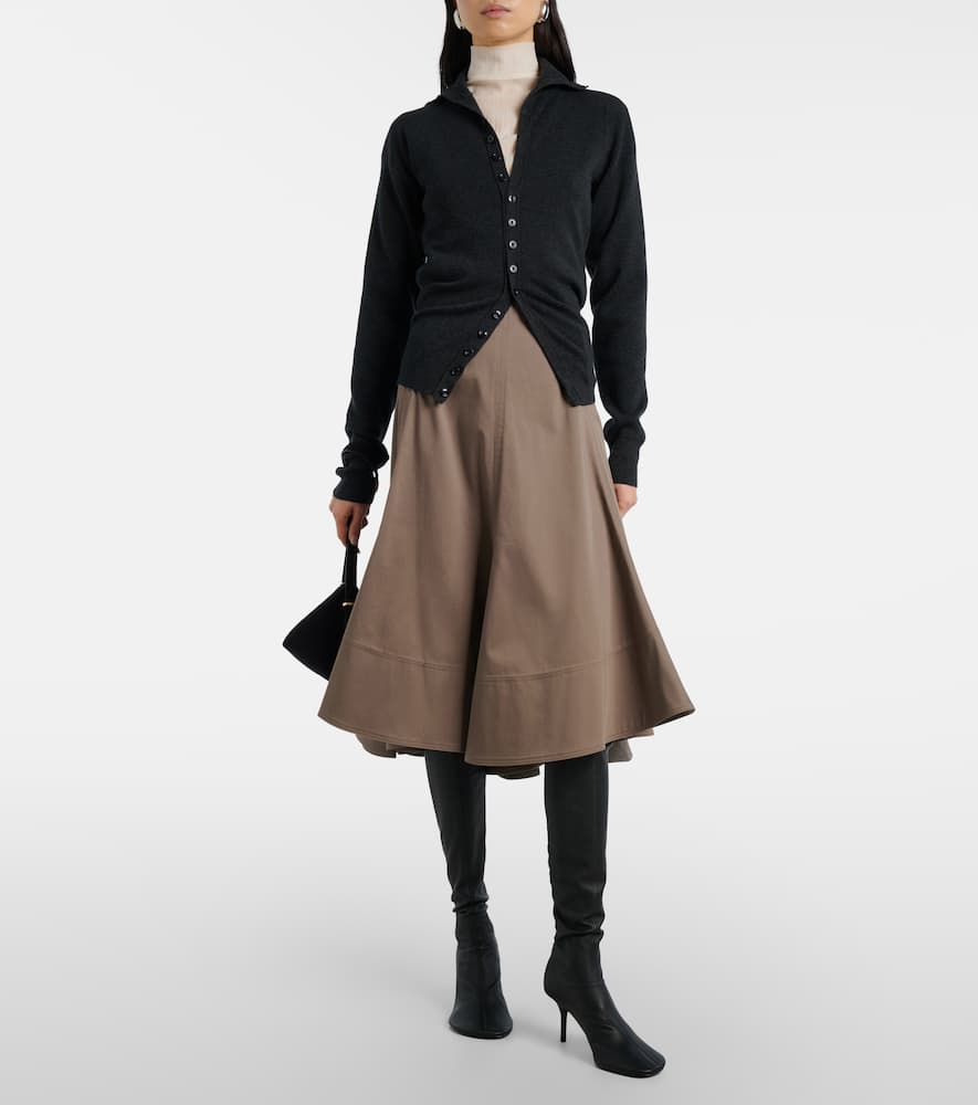 Janan cotton-blend sateen midi skirt