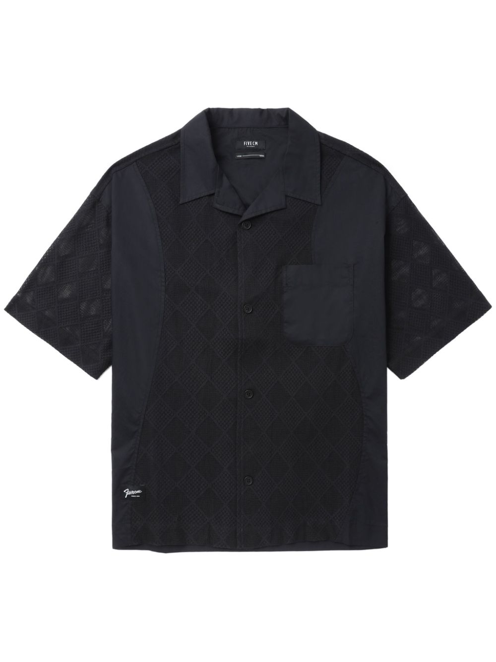Geometric-pattern cotton shirt - White