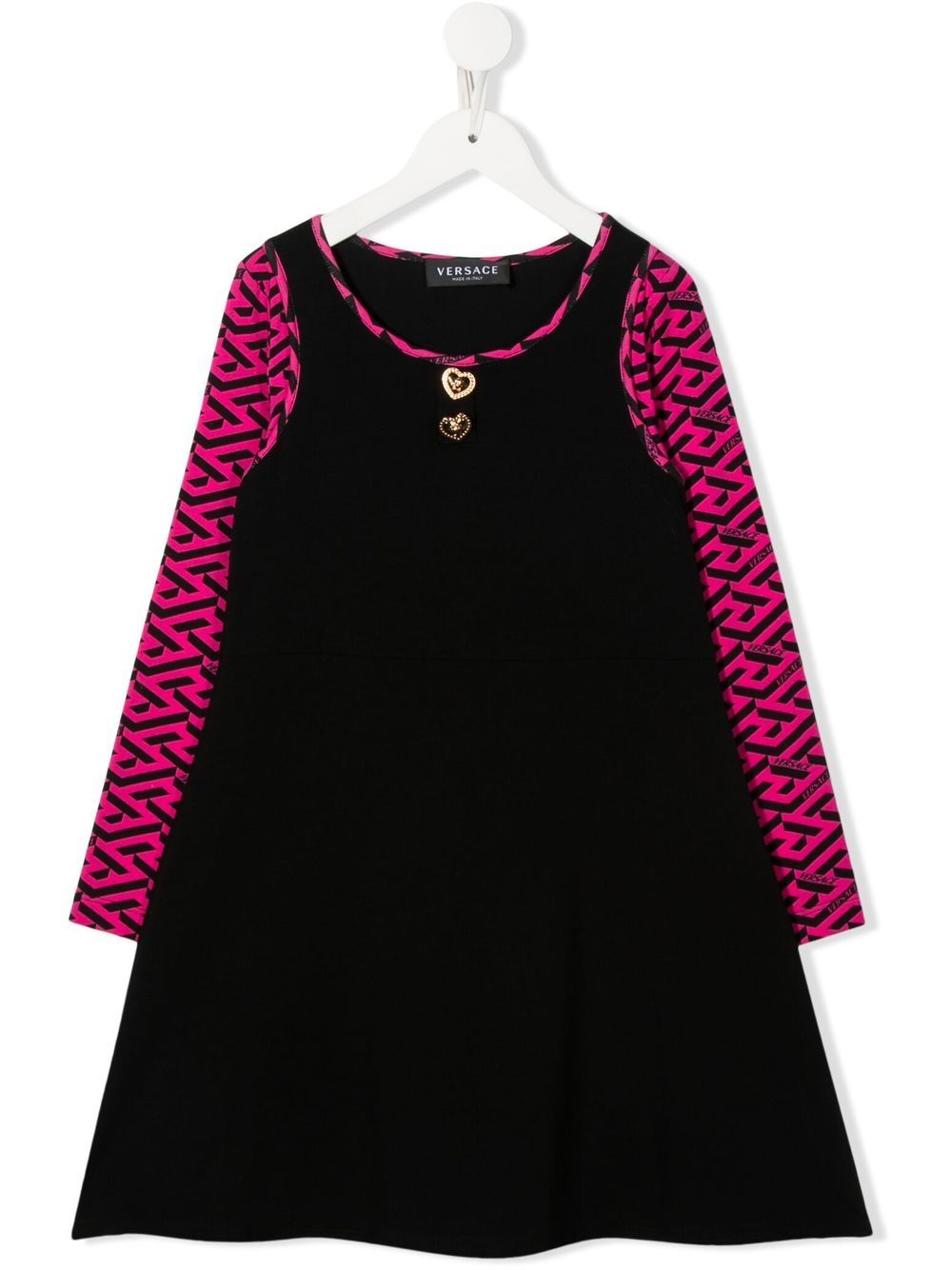 Logo-print long-sleeved dress - Black