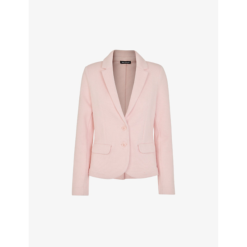 Womens Pink Slim-fit Notch-lapel Cotton-jersey Blazer
