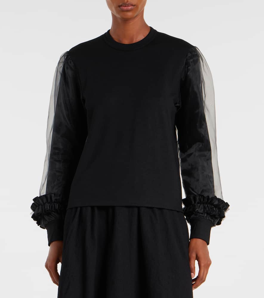Tulle-trimmed wool sweater