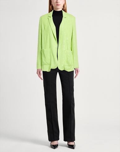 Woman Blazer Lime green Size M Polyester, Elastane