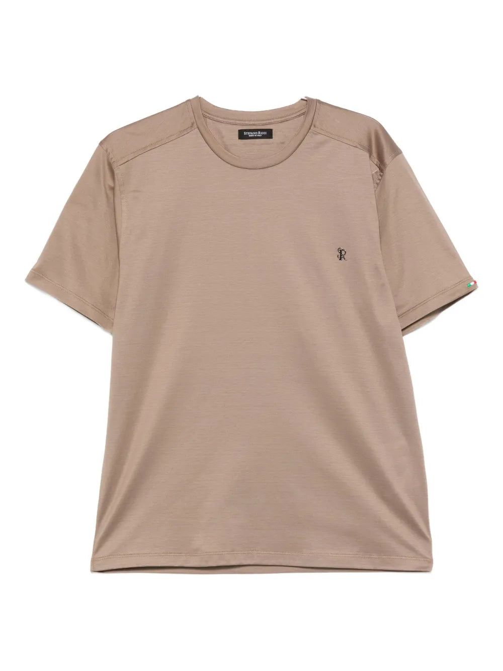 Crew-Neck Cotton T-Shirt — Taupe