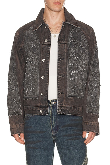 Who Decides War by Ev Bravado Mechanic Trucker Jacket in Coal - Black. L also in M, XL/1X, XXL/2X