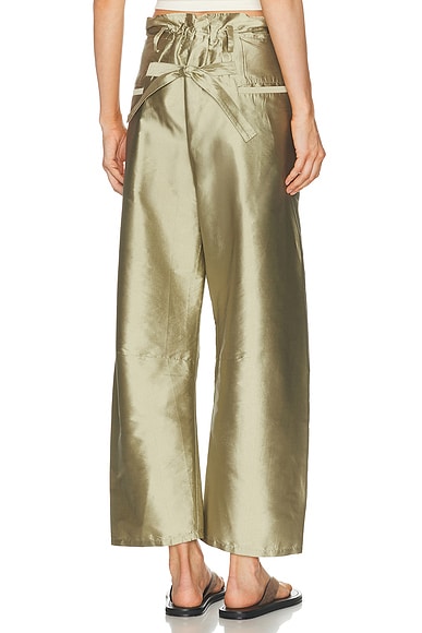 CHAN LUU Techno Taffeta Barrel Pant in Sage - Sage. 1 also in