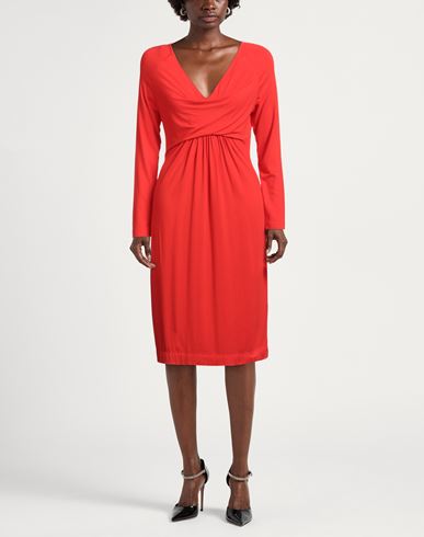 Woman Midi dress Coral Size S Viscose, Elastane