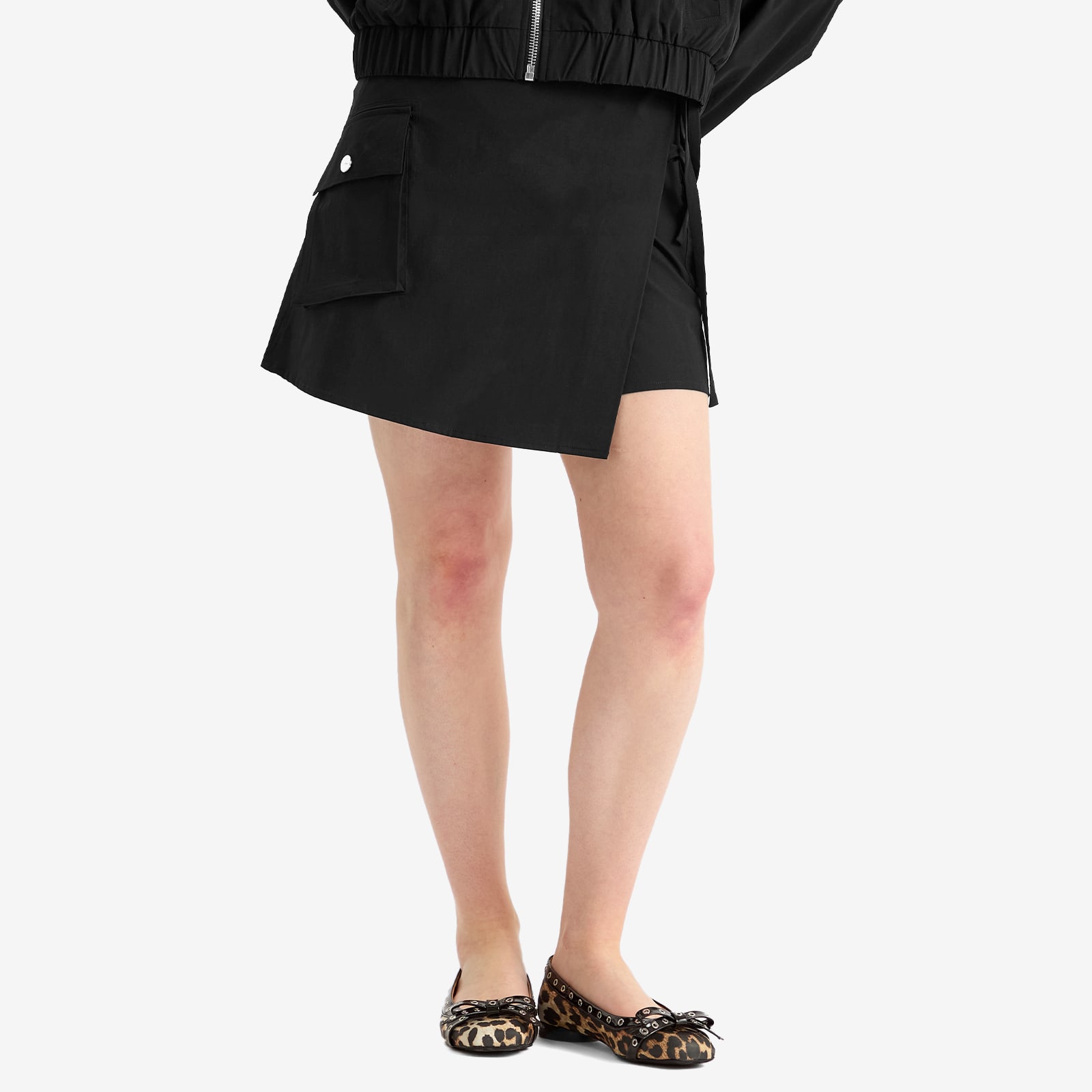 GANNI Women's Stretch Shell Wrap Mini Skirt Presented by END. in Black