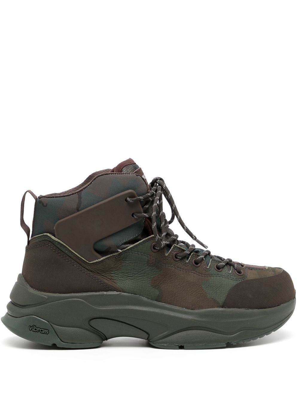 Camouflage-print lace-up boots - Brown