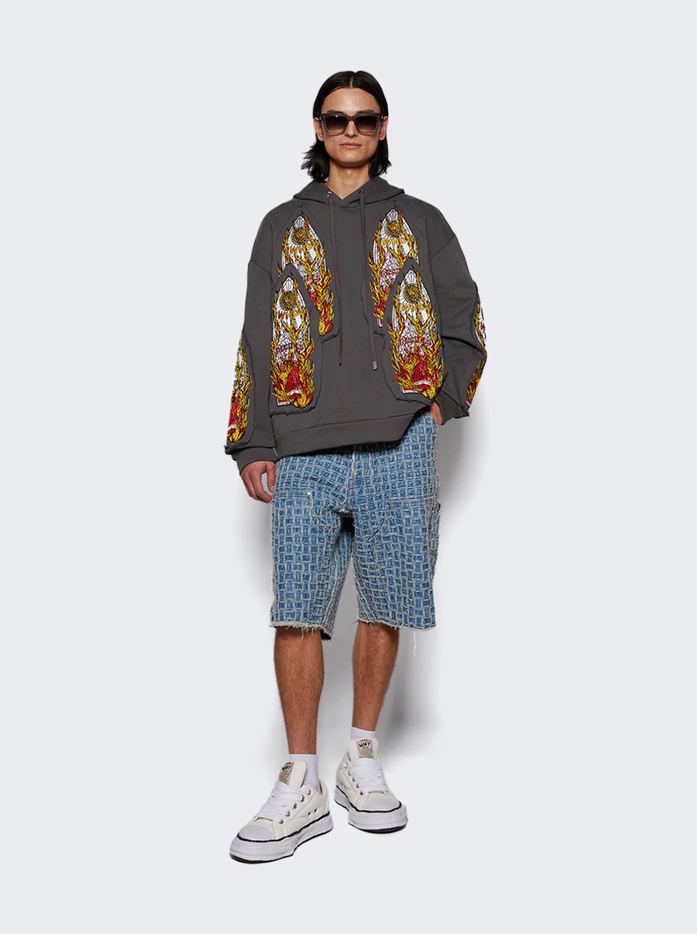 Graphic-print hoodie - Grey