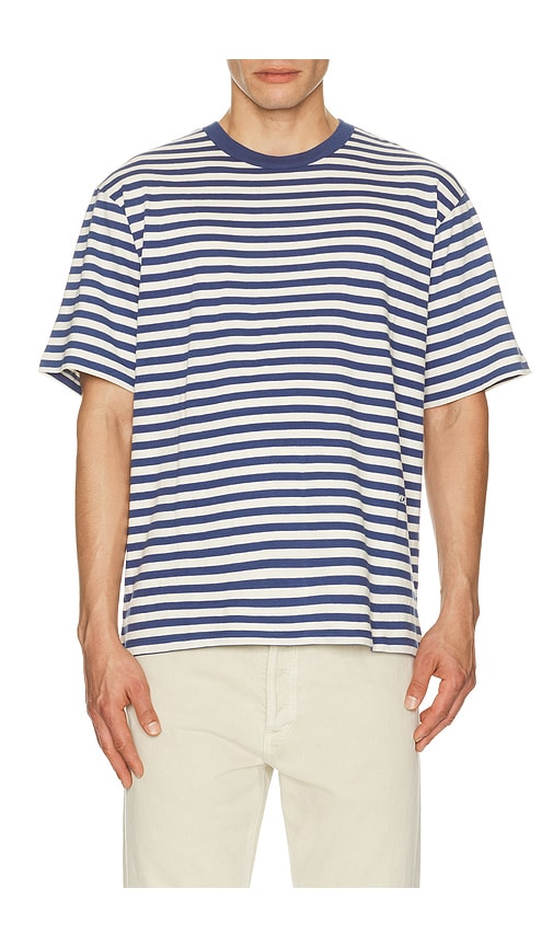 Dunst Unisex Striped Tee Shirt in Blue. - M also in L, XL/1X