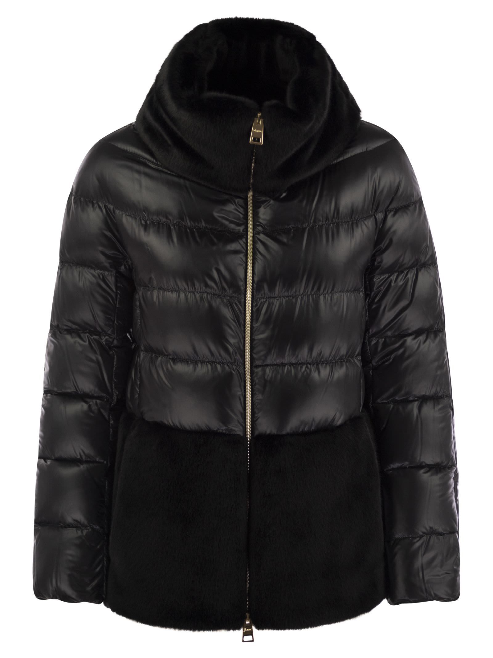 Down Jacket With Cruelty-free Fur Details