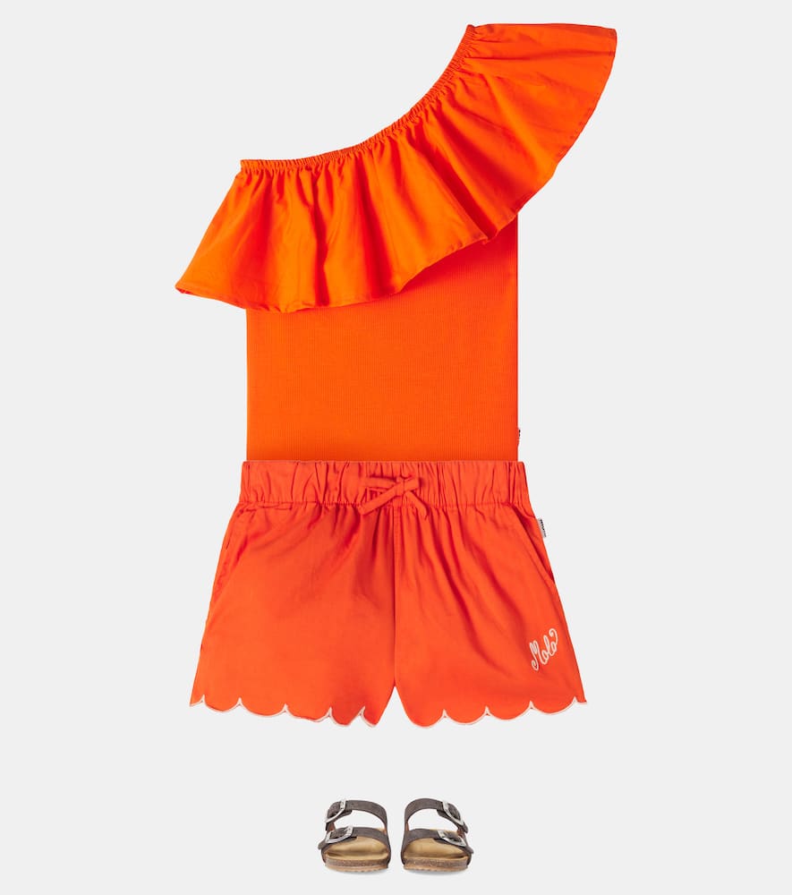 Rebecca ruffled cotton-blend poplin top