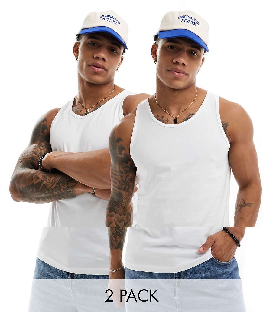 Jack & Jones 2 pack vest in white