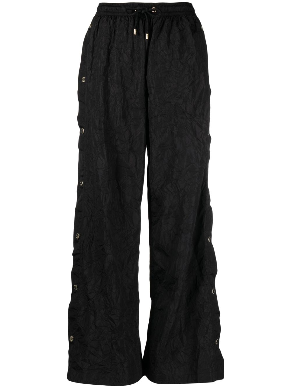 Volley crinkled-finish wide-leg trousers - Black