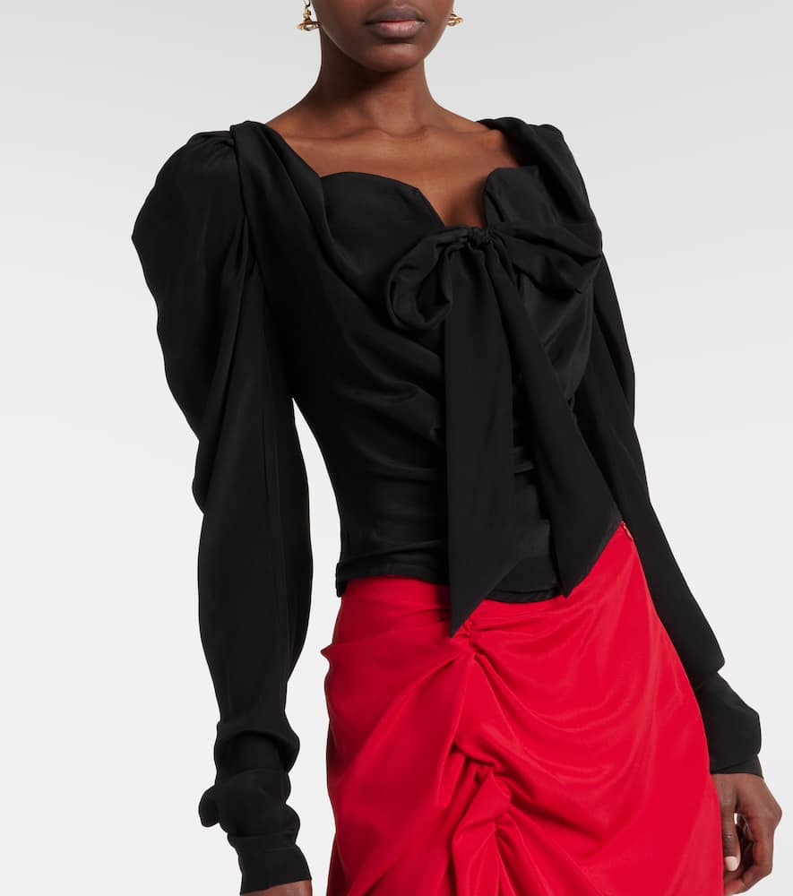 Tie-detail silk top