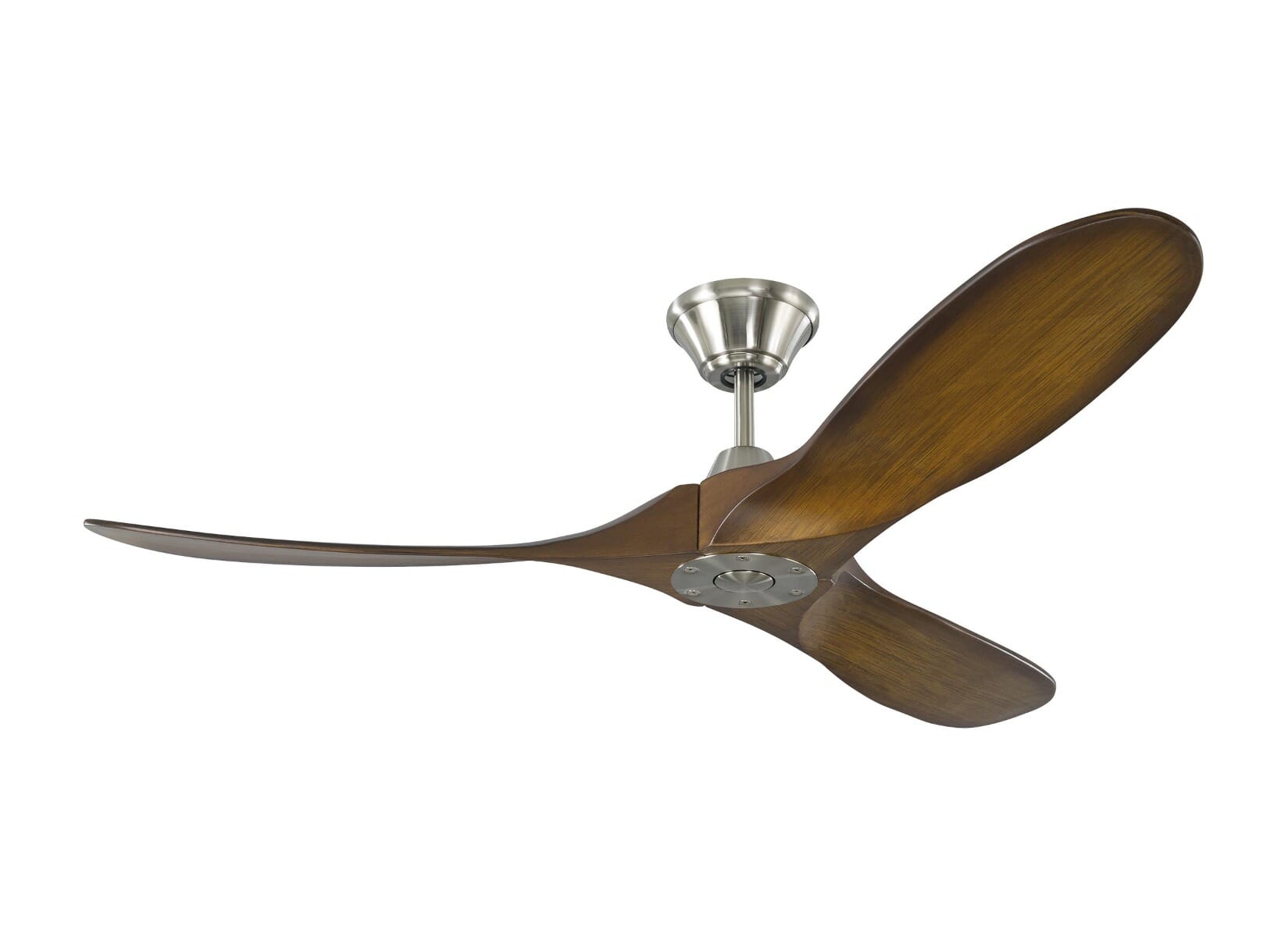 Maverick " Indoor Ceiling Fan in Brushed Steel with Koa