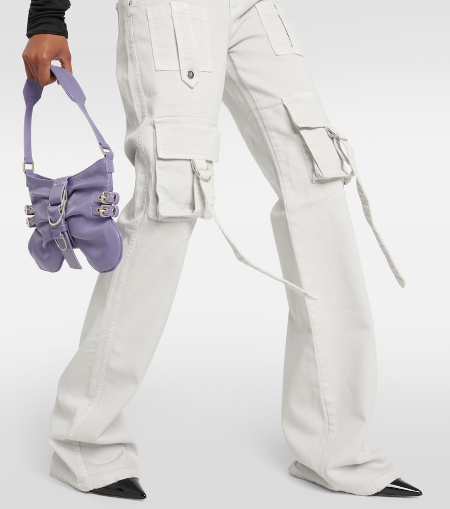 Low-rise denim cargo pants