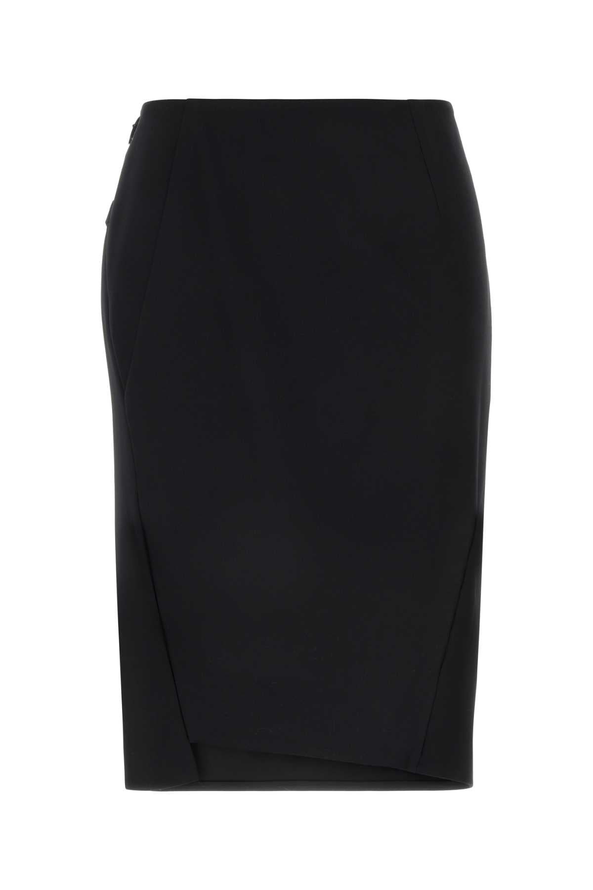 Virgin Wool Pencil Skirt — Black