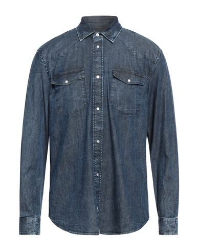 Man Denim shirt Blue Size XXL Cotton, Elastane