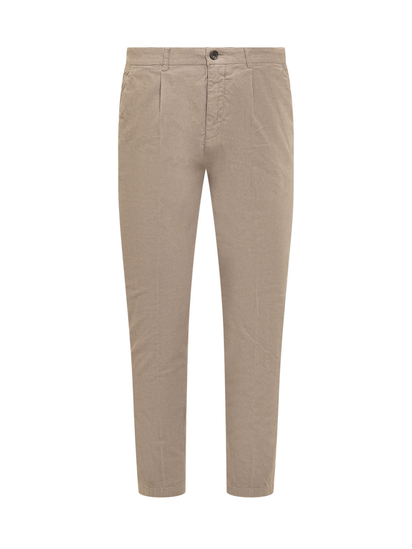 Beige Pleated Chino Pants