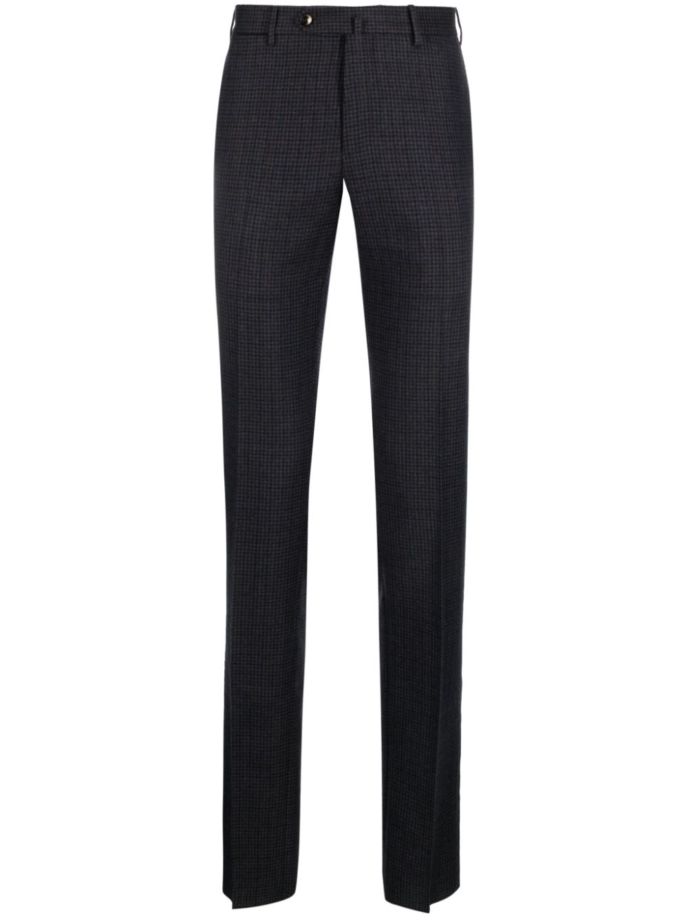 Houndstooth slim-cut virgin-wool trousers - Blue