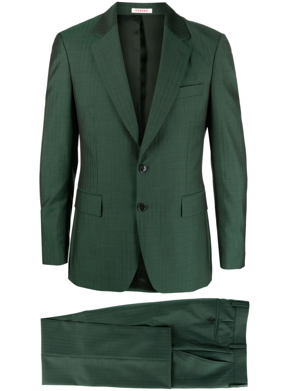 Tonal-striped single-breasted virgin wool suit - Green