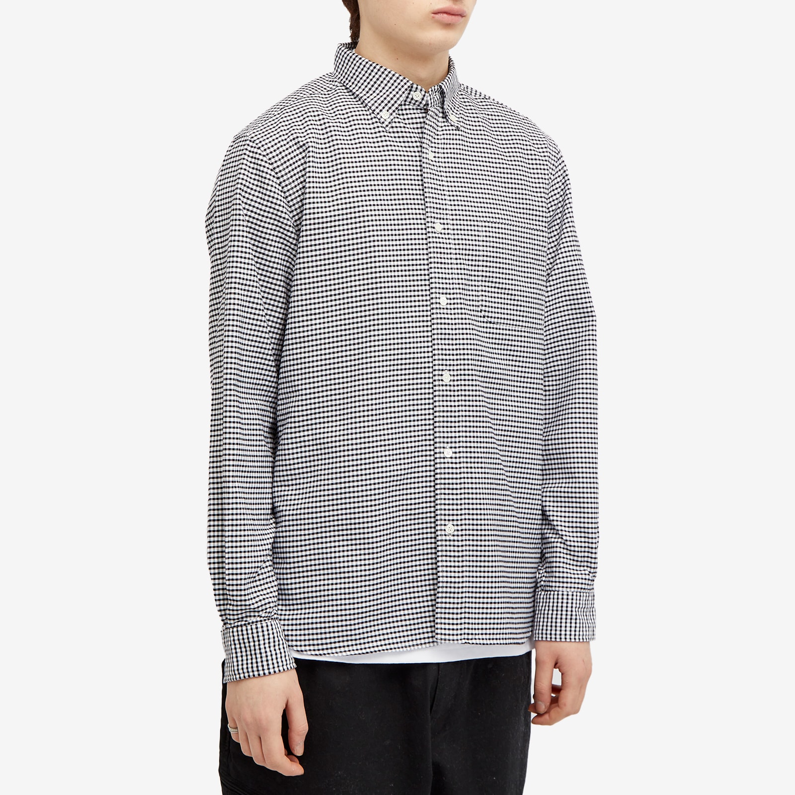 Men's Button Down Gingham Oxford Shirt in Black
