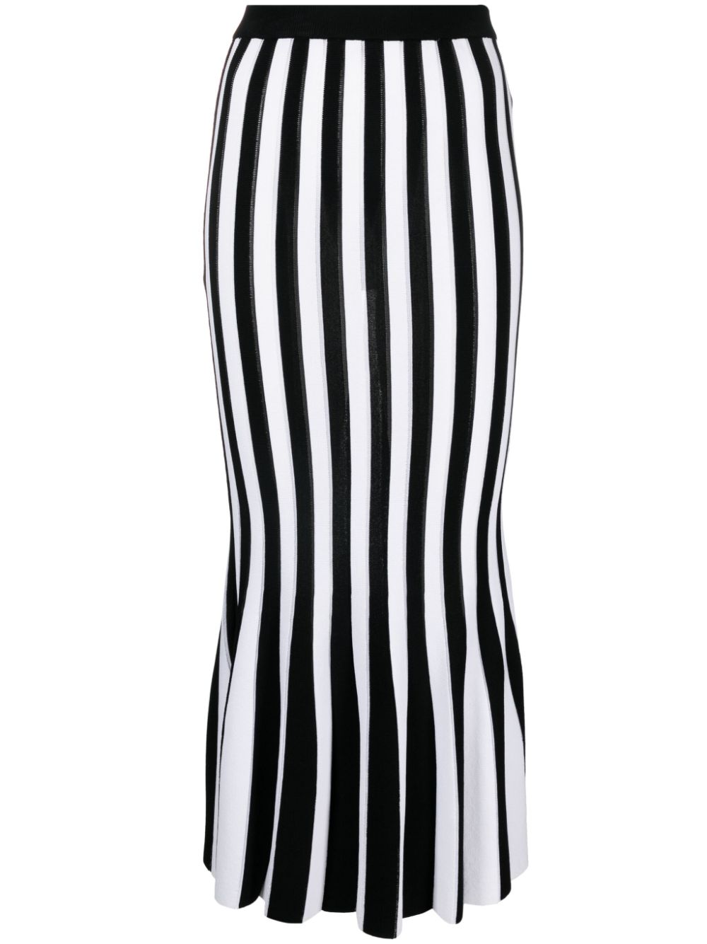 Striped knitted midi skirt - Black