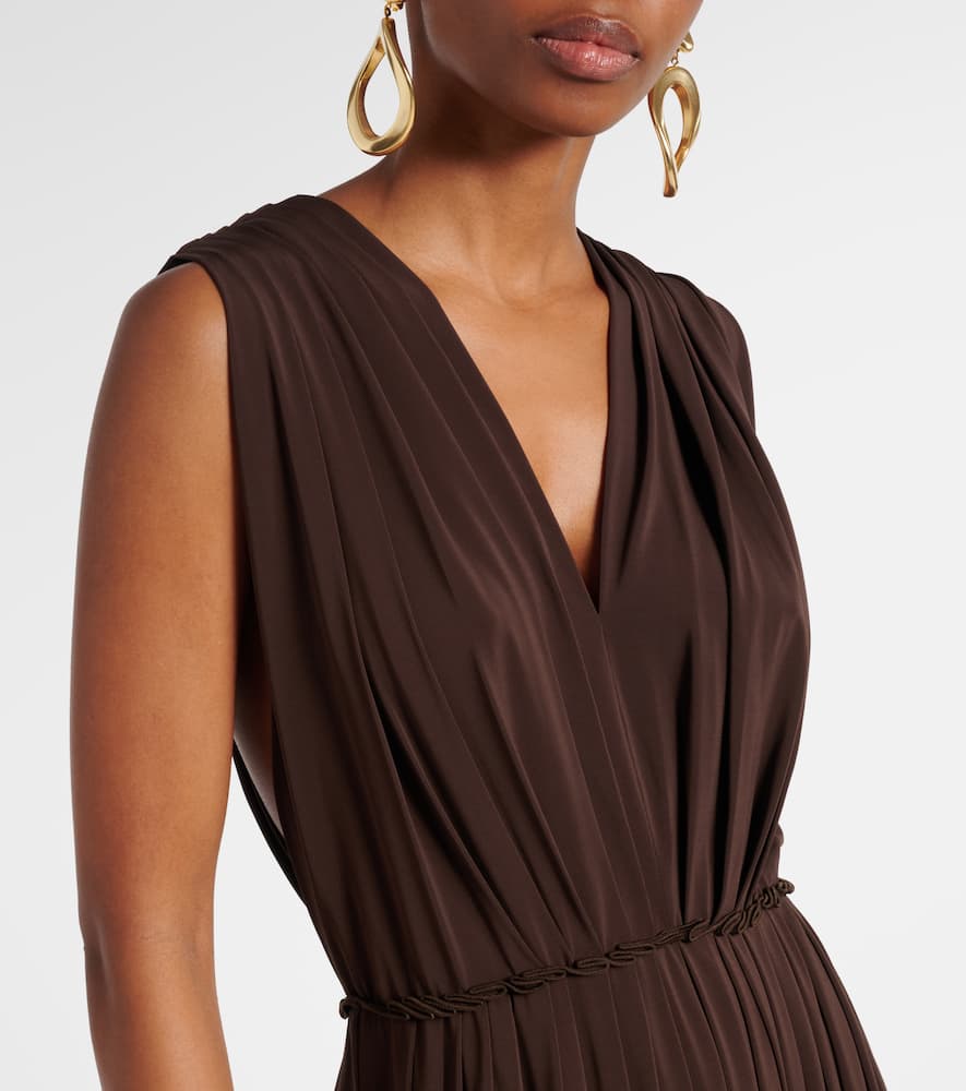 Pleated gathered maxi dress
