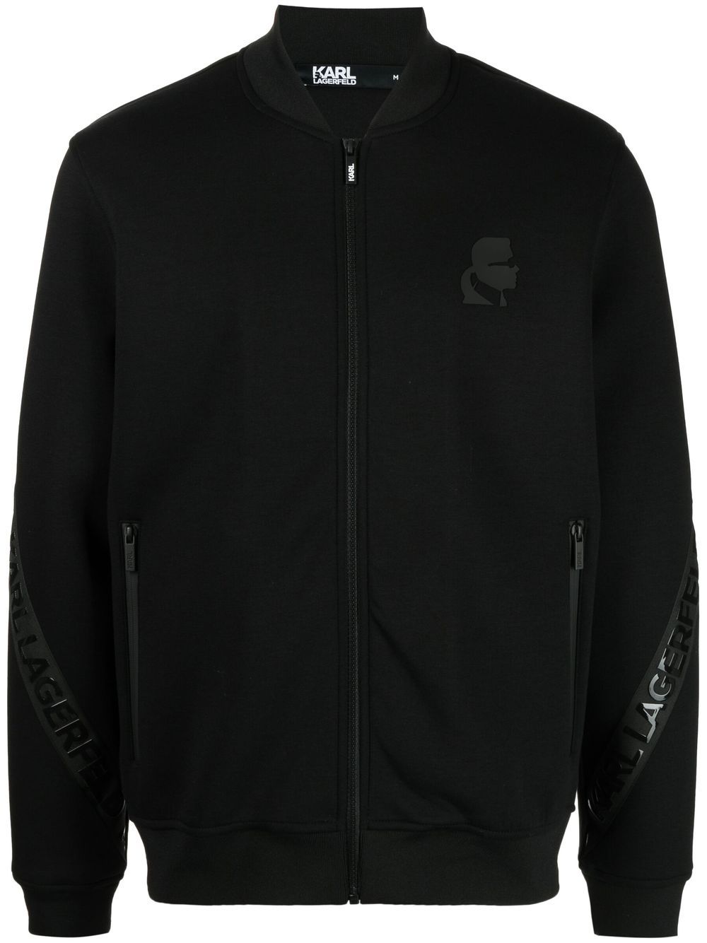 Logo-print zip-up bomber jacket - Black