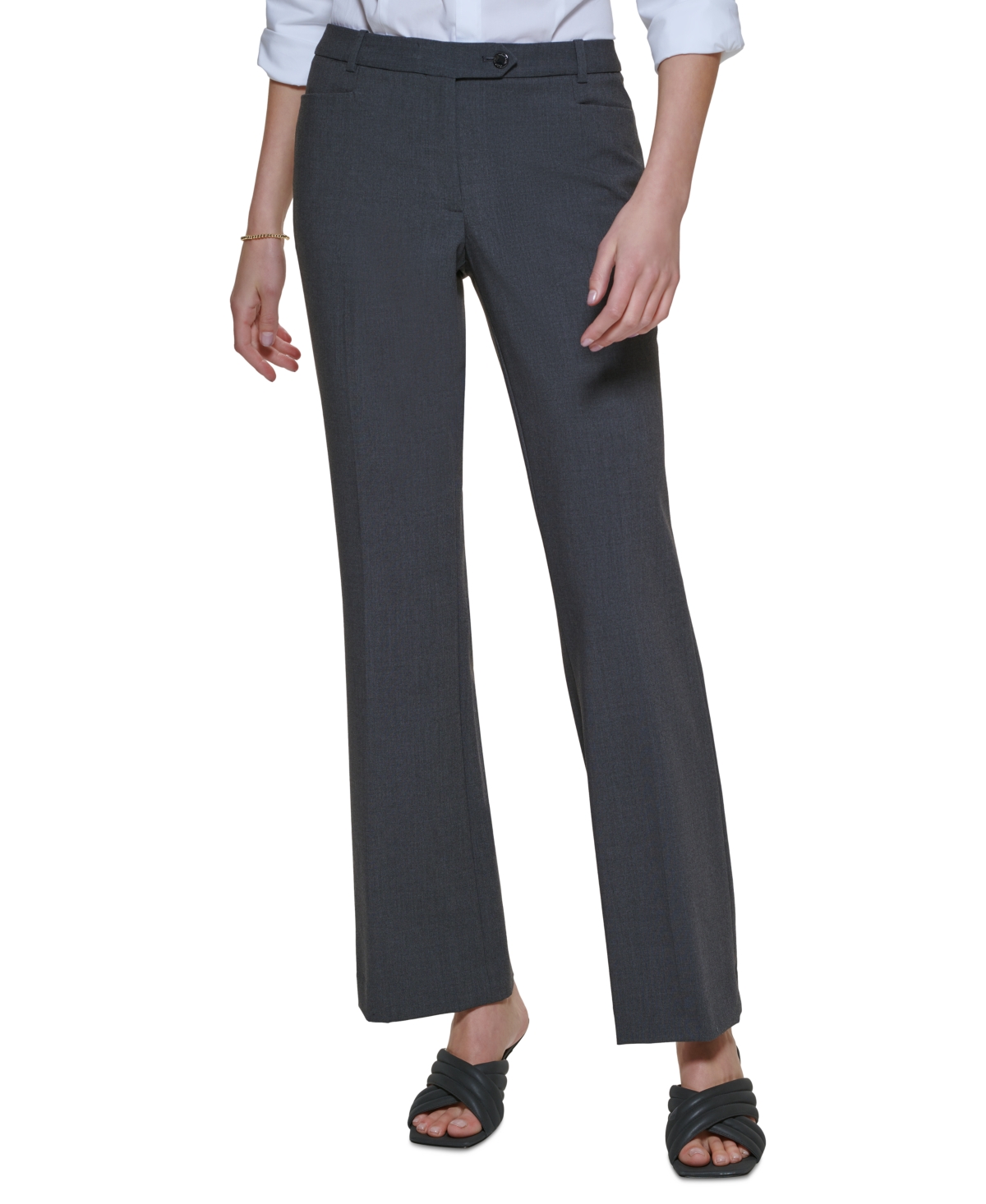 Women's Modern Fit Trousers, Regular & Petite - Charcoal Gray