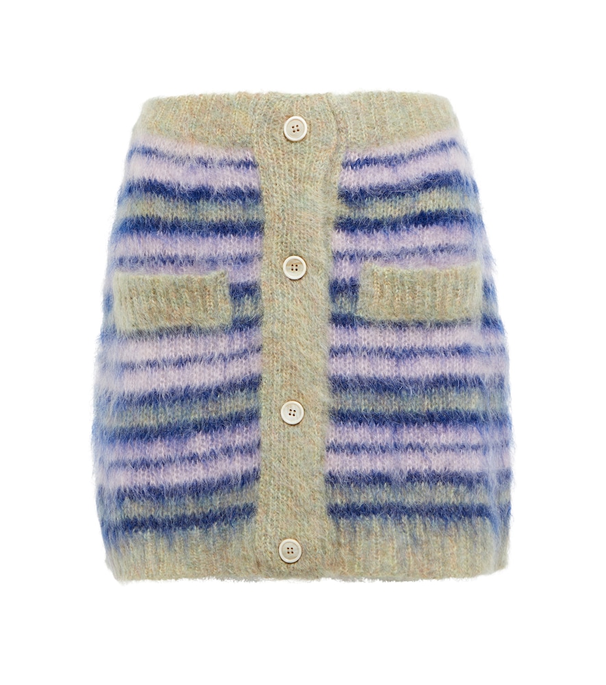 Marni Striped mohair-blend miniskirt