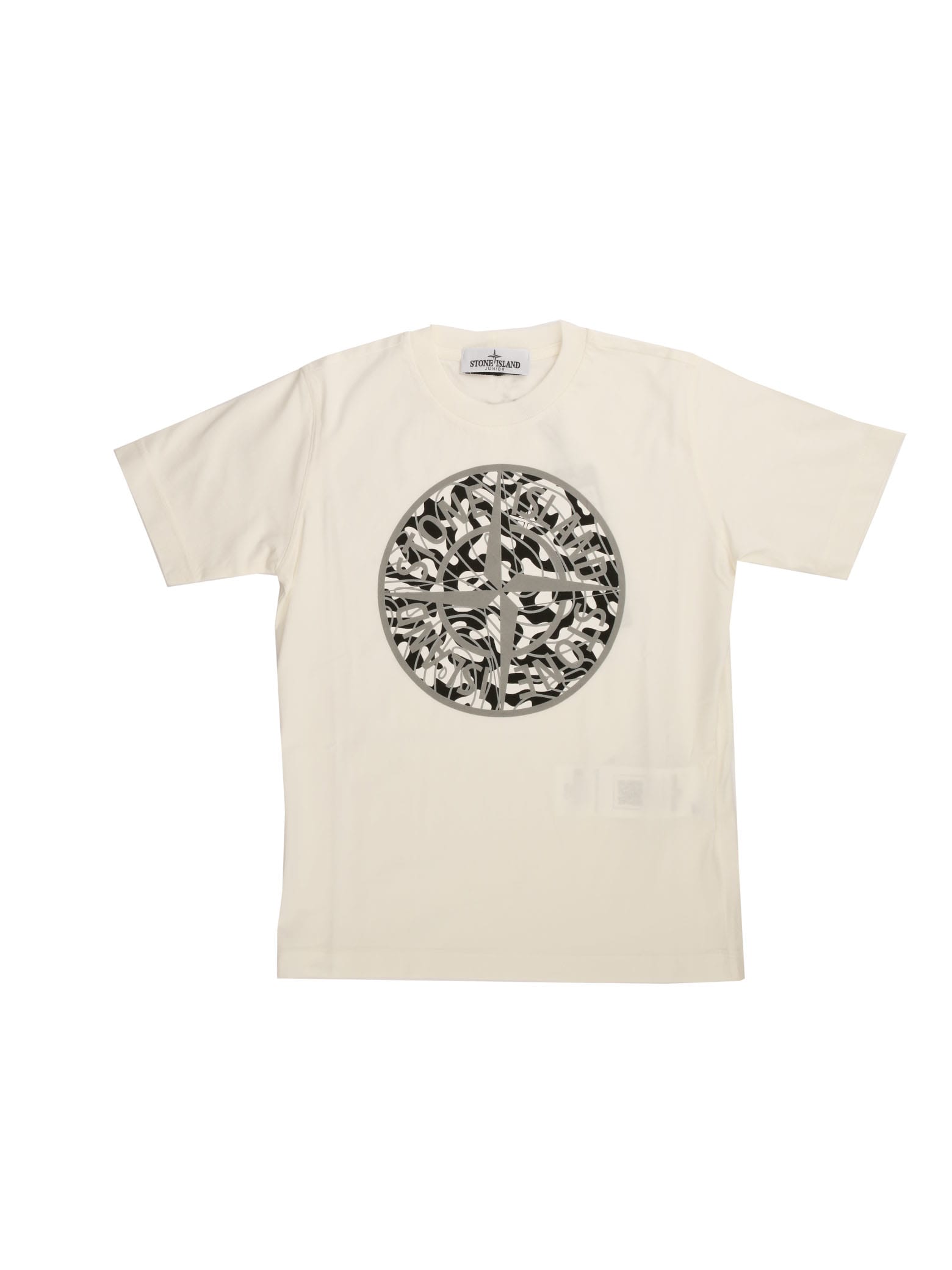 White Short Sleeve T-shirt With Logo Print