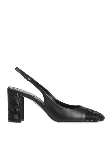 Woman Pumps Black Size 10 Lambskin, Textile fibers