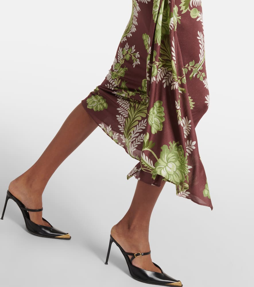 Floral draped midi skirt