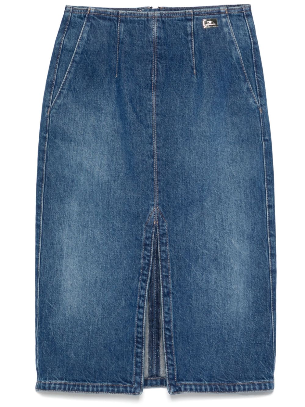 Slit-detail midi skirt - Blue