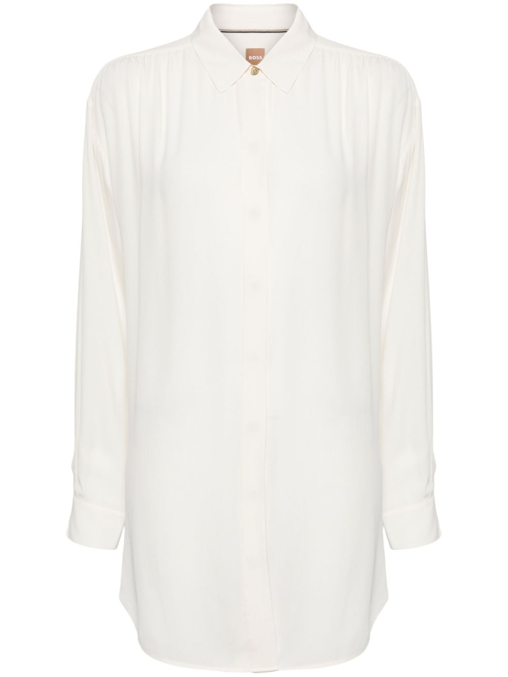 Pleated classic-collar shirt - White