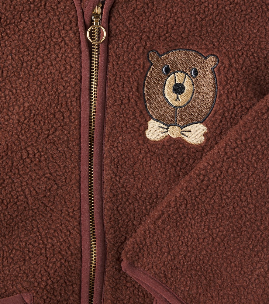 Bear embroidered fleece hoodie