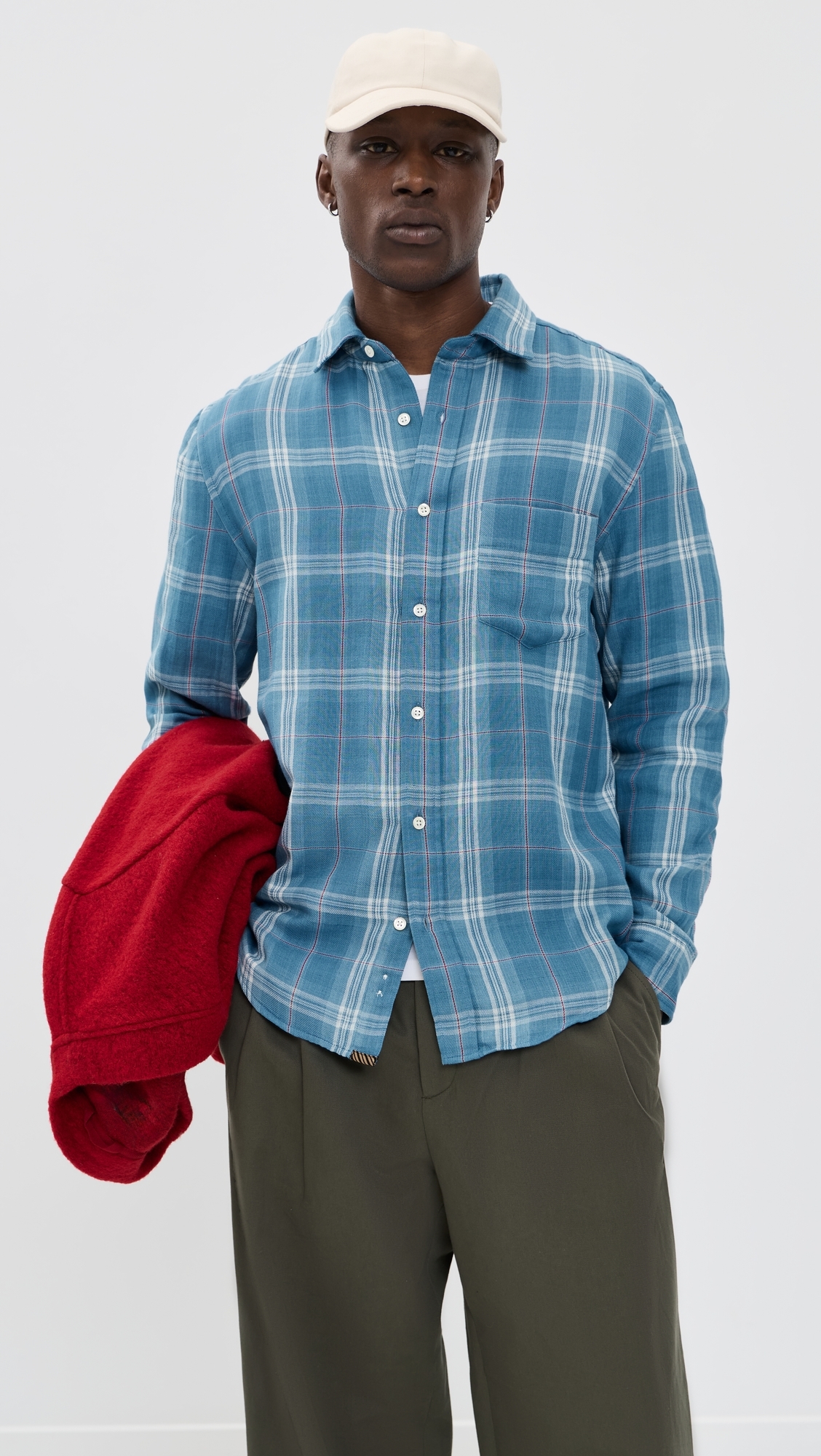 Double Face Plaid Cypress Shirt Washed Indigo