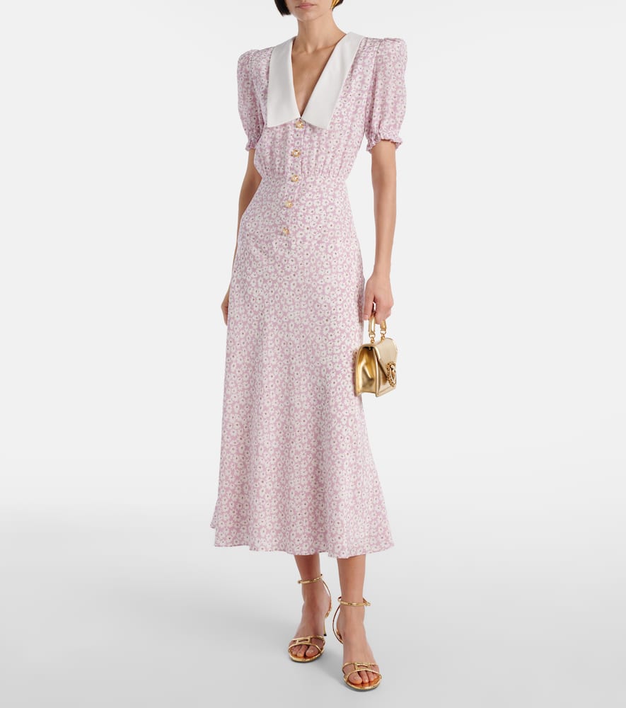Flower silk midi dress