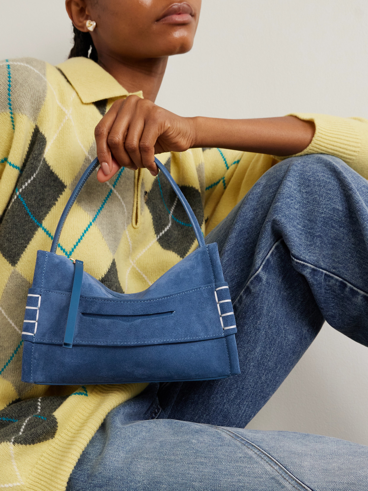 Loafer Small Suede Shoulder Bag - Blue